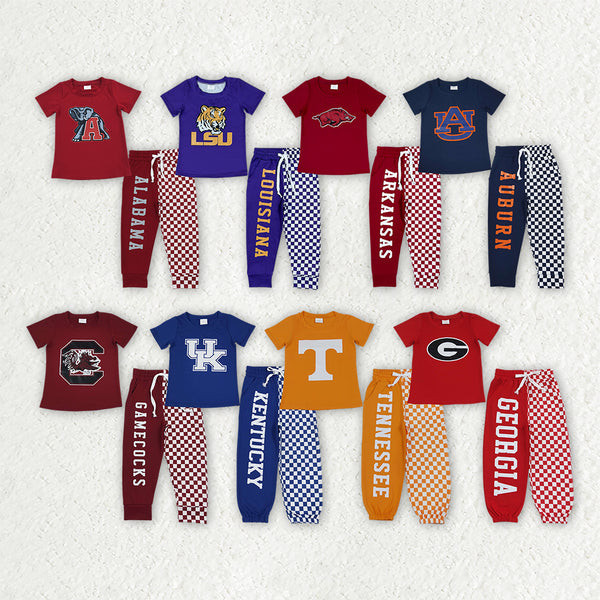 RTS Matching clothing Cotton team logo checkered pants kids game day clothes-2026.10.30