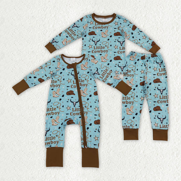 RTS Matching clothing cowboy print kid long sleeve romper pant fall clothing-2026.9.14