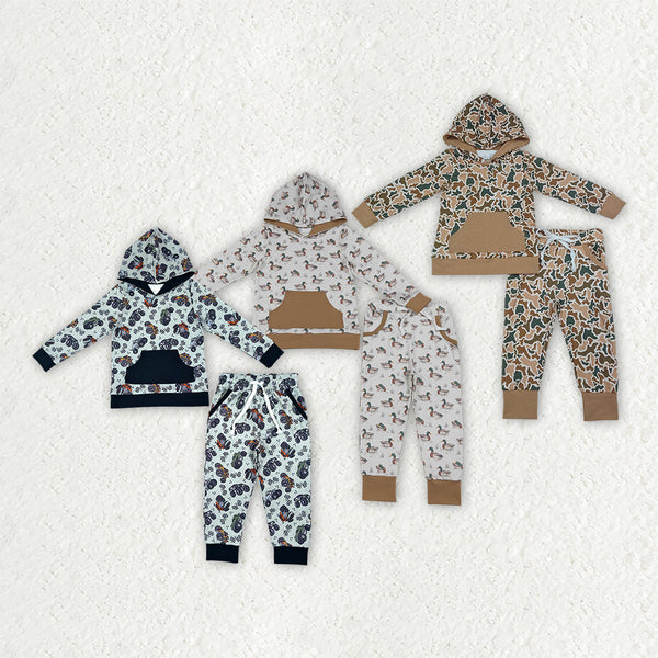 RTS Matching clothing kids duck hunting mixed print toddler boy long sleeve hooded outfit-2026.10.8