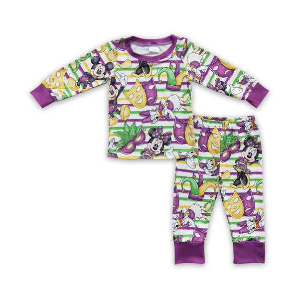 kids clothing Mardi Gras matching pajamas set