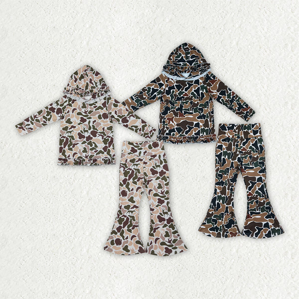 RTS Matching clothing kids camouflage deer print hooded flare pants set-2026.10.17