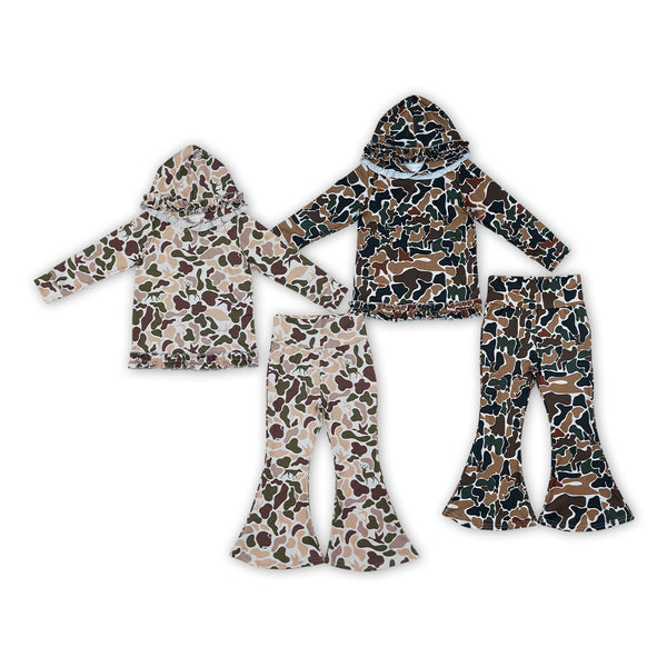 RTS Matching clothing kids camouflage deer print hooded flare pants set-2026.10.17