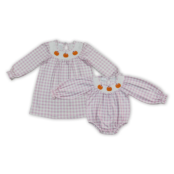 RTS Matching clothing halloween pumpkin embroidery gingham smock halloween fall clothing-2026.9.25