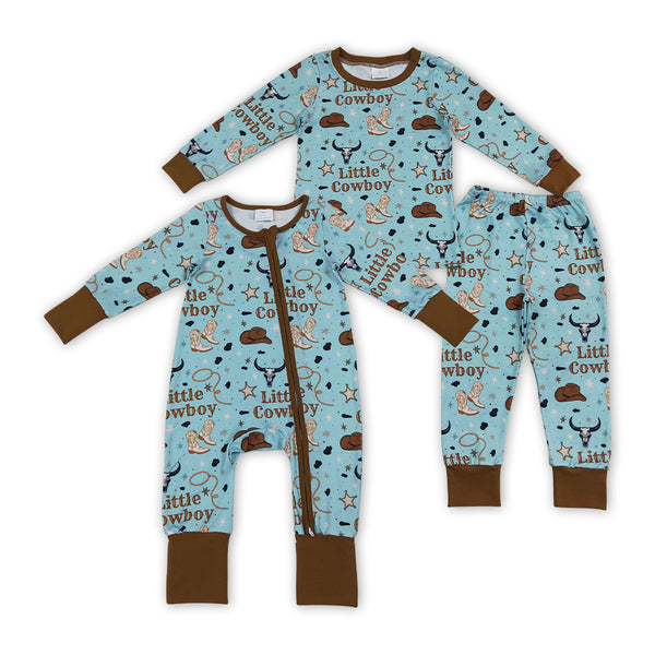 RTS Matching clothing cowboy print kid long sleeve romper pant fall clothing-2026.9.14