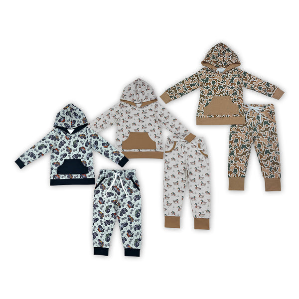 RTS Matching clothing kids duck hunting mixed print toddler boy long sleeve hooded outfit-2026.10.8