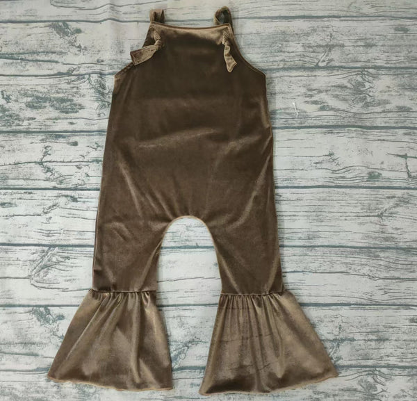 SR0090 toddler girl jumpsuit green velvet jumpsuit