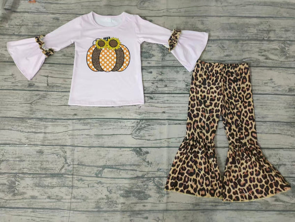 GLP0125 halloween clothes for kids pumpkin leopard outfits