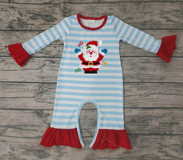 LR0120 santa claus embroidery girl christmas romper