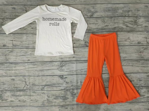 GLP0217 homemade rolls orange toddler girl clothes