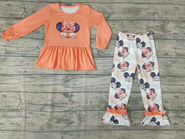 GLP0094 cartoon orange boot day girl orange long sleeve winter set