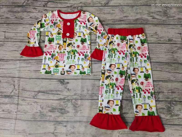 GLP0215 christmas pajamas green cartoon girl set-promotion 2024.10.19 $5.5