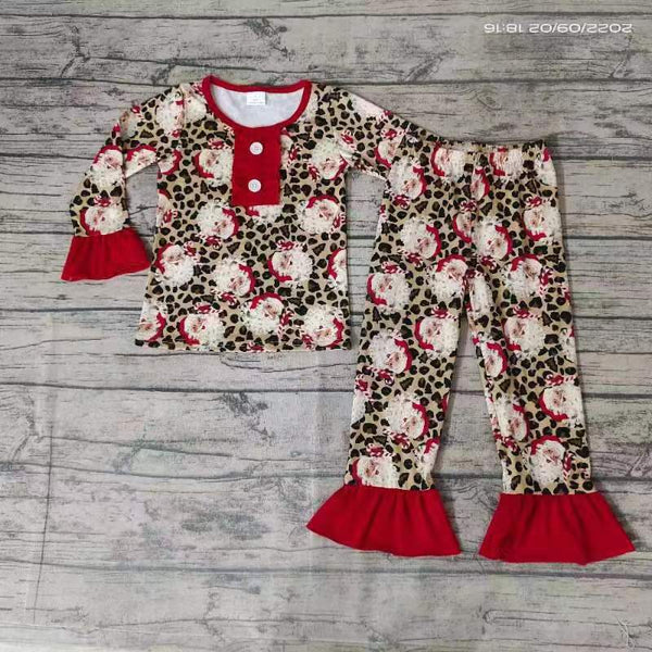 GLP0218 christmas pajamas santa claus girl set