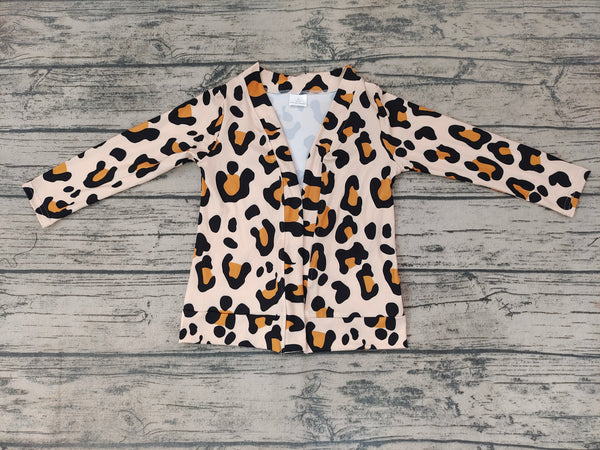 GT0038 baby girl clothes leopard coat long sleeve jacket