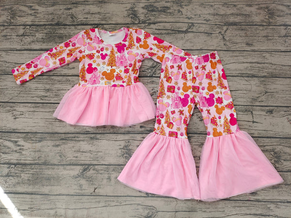 GLP0300 baby girl clothes cartoon castle tulle girl boutique outfit 1