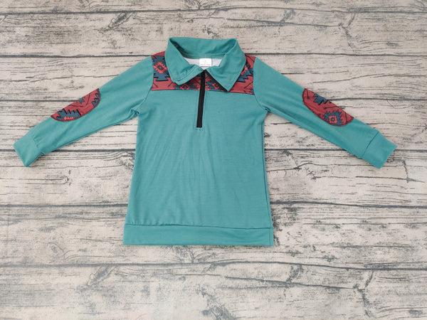 BT0093 baby boy clothes green zipper shirt