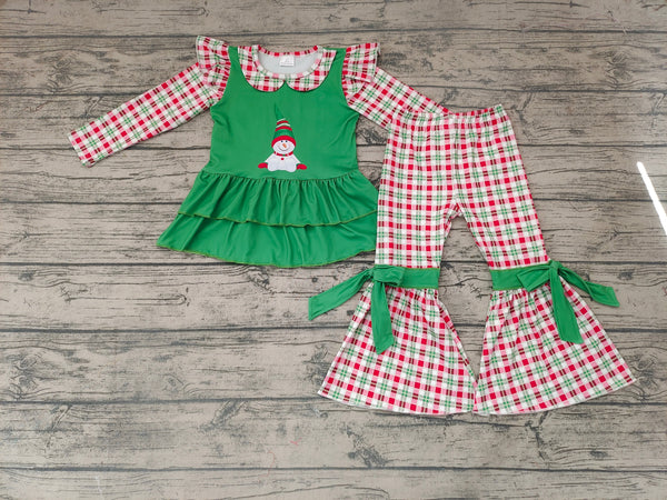 GLP0270 baby girl clothes green santa claus christmas outfits