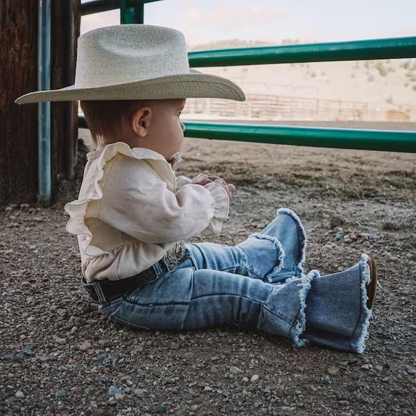 C5-15 toddler bell bottom baby bell bottom girl jeans bleached pant 3