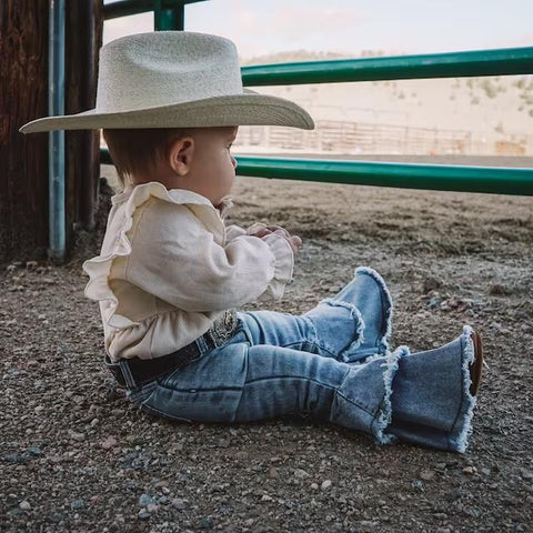 C5-15 toddler bell bottoms girl jeans blue denim girl pant