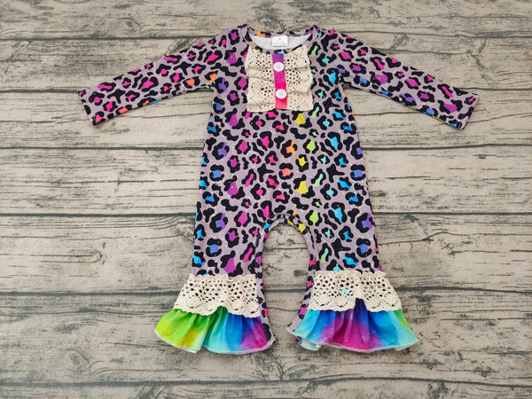 LR0215 baby girl clothes leopard winer romper