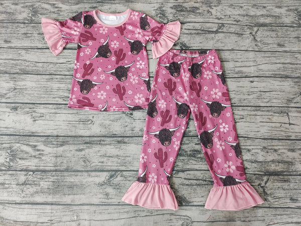 GSPO0326 baby girl clothes cow pink pajamas set-promotion $5.5 2026.3.14