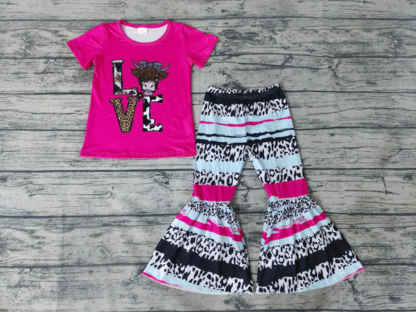 GSPO0371 baby girl clothes love cow fall spring outfits