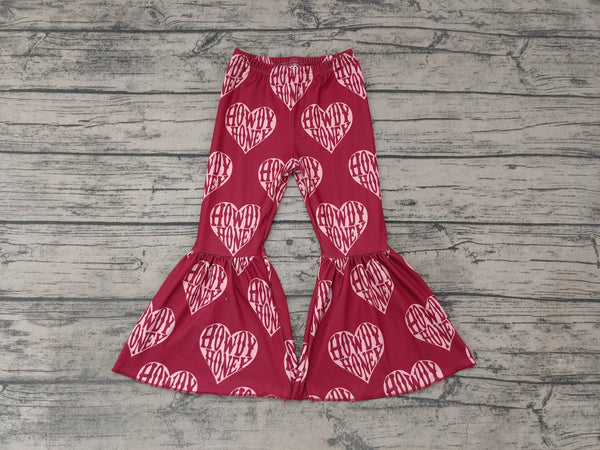 P0052 baby girl clothes heart valentines day bell bottom pant