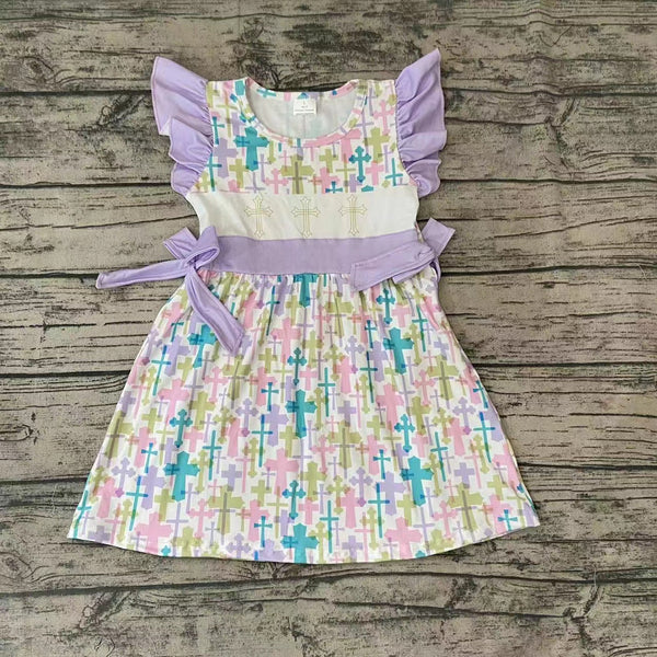 GSD0190 baby girl clothes cross easter dress