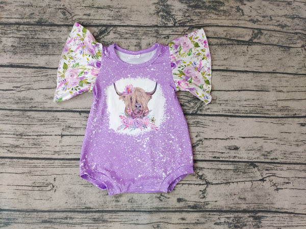 SR0118 baby girl clothes purple floral summer bubble