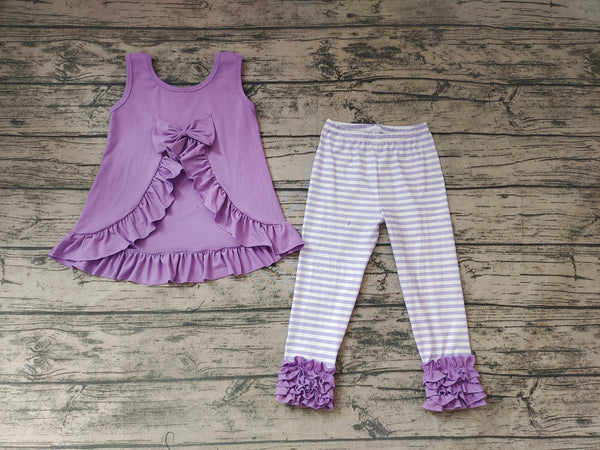 GSPO0506 kids clothes girls purple bow fall spring outfit