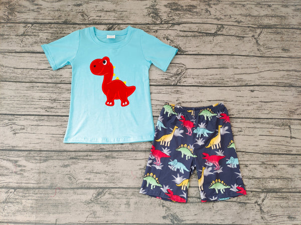 BSSO0184 baby boy clothes dinosaur embroidery summer outfits