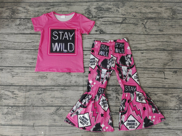 GSPO0446 baby girl clothes stay wild fall spring set bells set