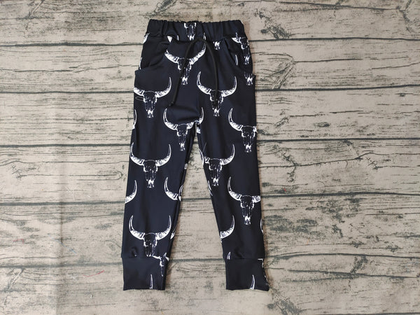 P0091 kids clothes boys black cow winter pant