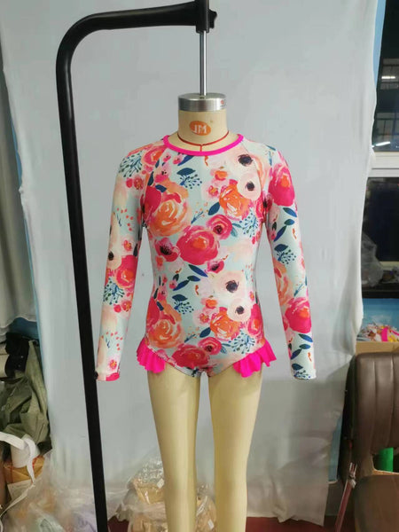 S0083 kids clothes girls floral swimsuit girl summer swimwear 1