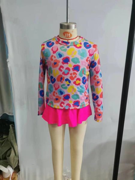 S0062 baby girl clothes swimsuit hot pink swimwear 1