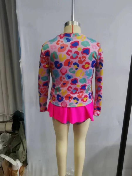 S0062 baby girl clothes swimsuit hot pink swimwear 1