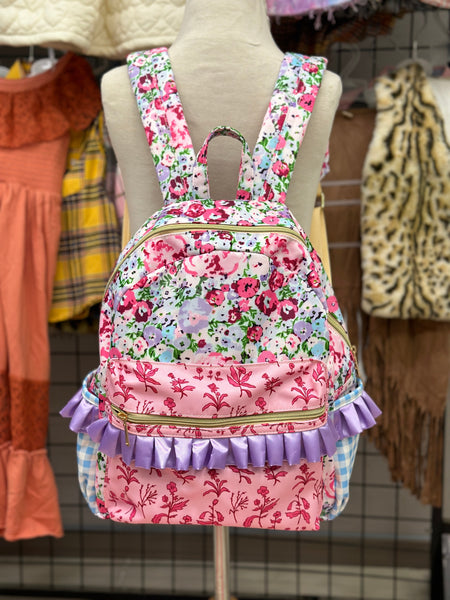 BA0099 RTS toddler backpack floral flower girl gift back to school preschool bag