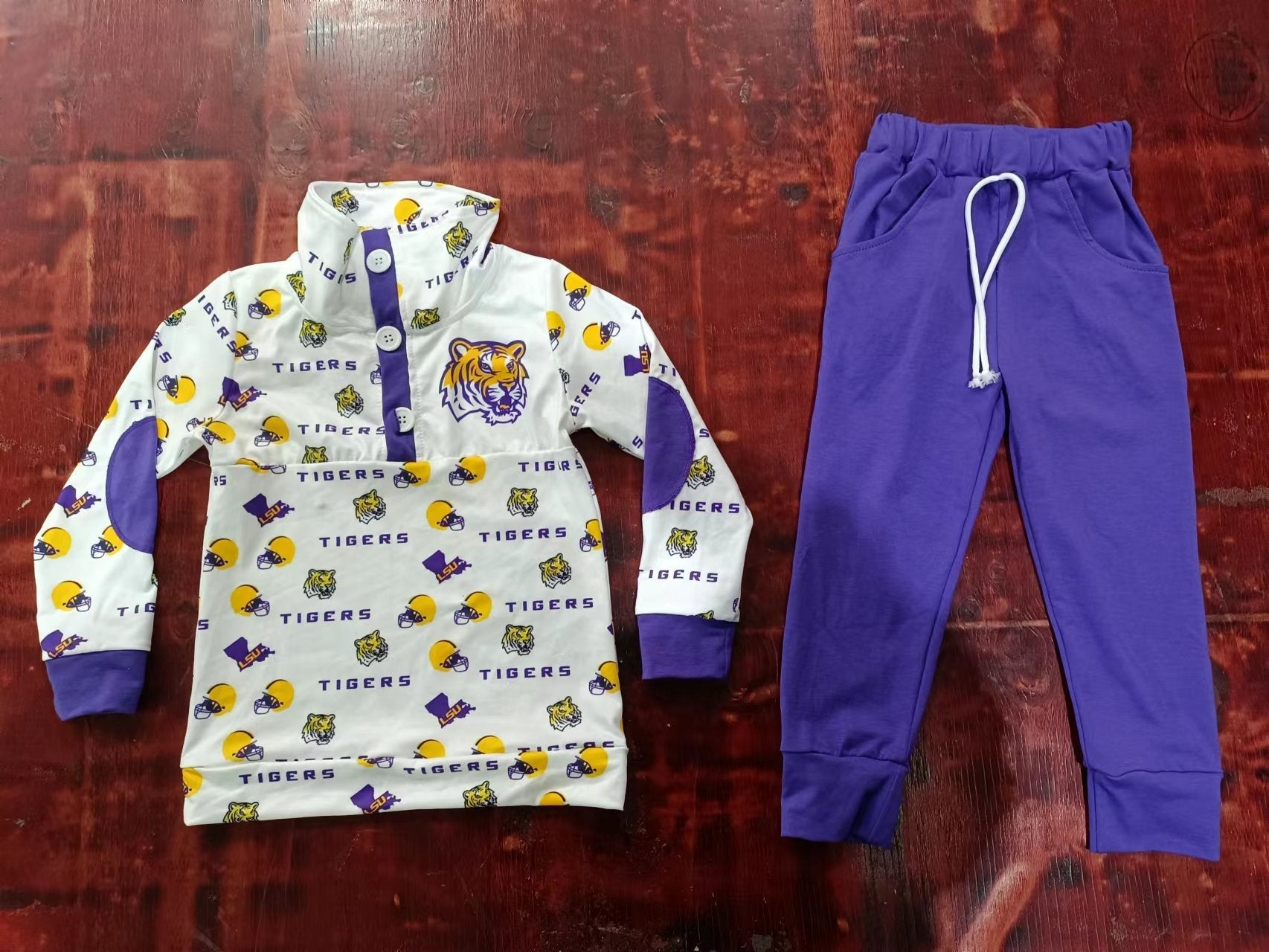 Custom order MOQ:3pcs each design baby boy clothes purple state boy winter outfit