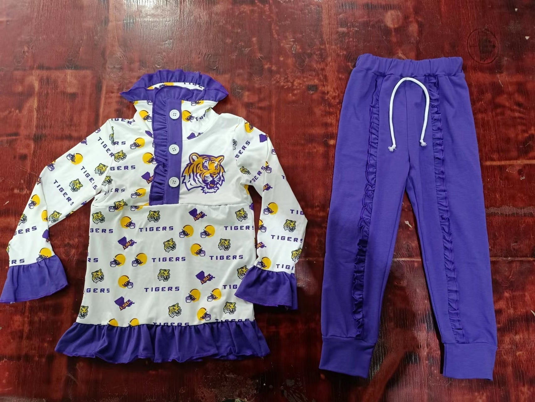 Custom order MOQ:3pcs each design baby girl clothes purple state girl winter outfit