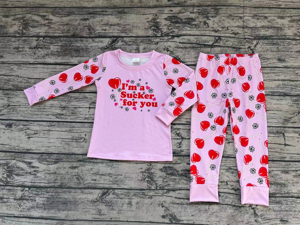 GLP1089 pre-order toddler girl clothes girl I?¡¥m a sucker for you valentines day outfit