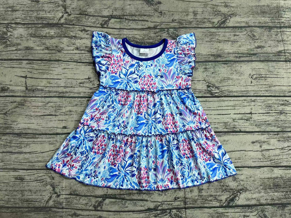 GSSO0614 RTS baby girl clothes blue flower toddler girl summer outfit