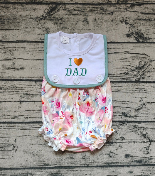 SR0988 pre-order baby girl clothes I love dad embroidery girl summer romper