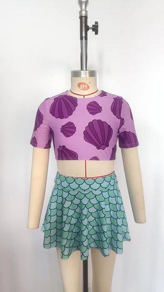 S0222 baby girl clothes shell scales girl summer swimsuit beach bathing suit 1