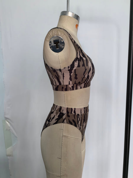 S0322 RTS adult clothes Adult mom green camouflage print Summer Swimsuit adult bikini 1