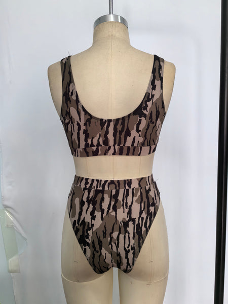 S0322 RTS adult clothes Adult mom green camouflage print Summer Swimsuit adult bikini 1