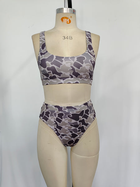 S0321 RTS adult clothes Adult mom gray camouflage print Summer Swimsuit adult bikini 11