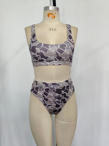 S0321 RTS adult clothes Adult mom gray camouflage print Summer Swimsuit adult bikini