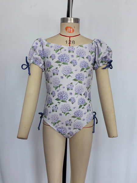 S0329 RTS baby girl clothes floral purple girl summer swimsuit beach wear