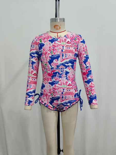 S0376 RTS baby girl clothes floral girl summer swimsuit beach wear 1