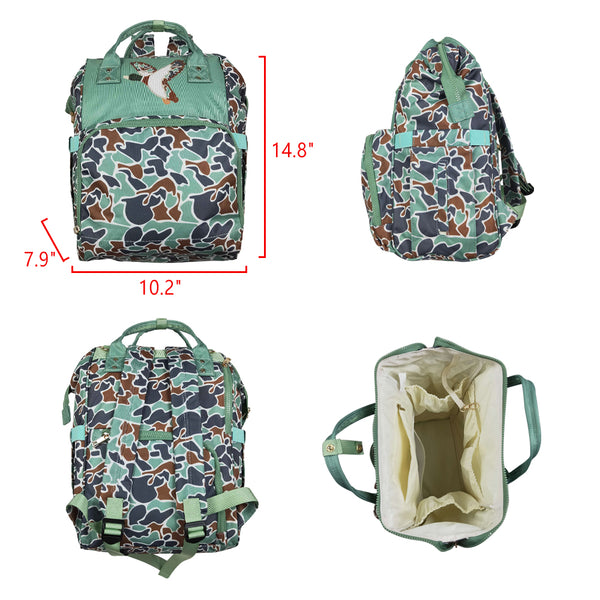 RTS BA0404 green camouflage duck print diaper backpack diaper bag
