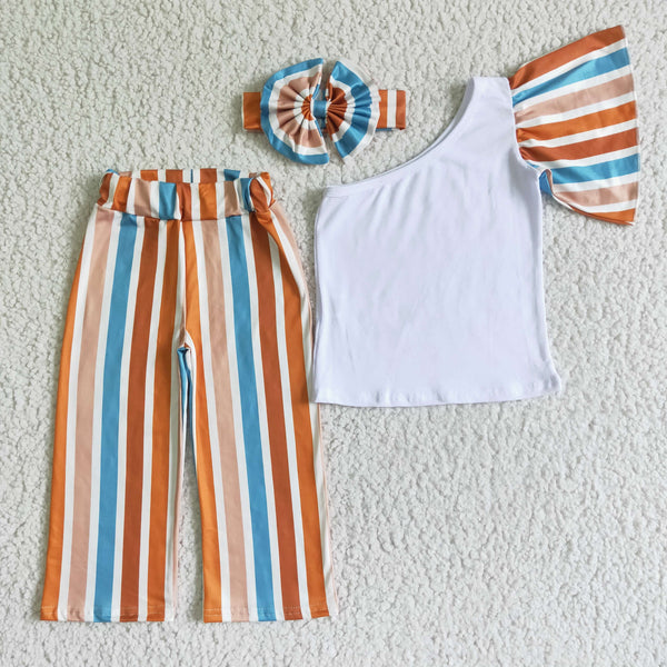 GSPO0076 girl colorful stripe fall spring set-promotion 2024.6.15 $5.5